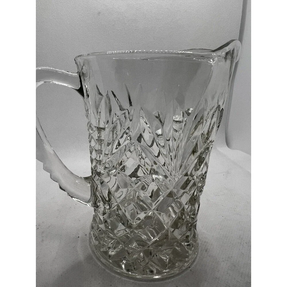 VTG Anchor Hocking Pineapple Pattern Clear Glass Creamer/Small Pitcher 60’s 70’s